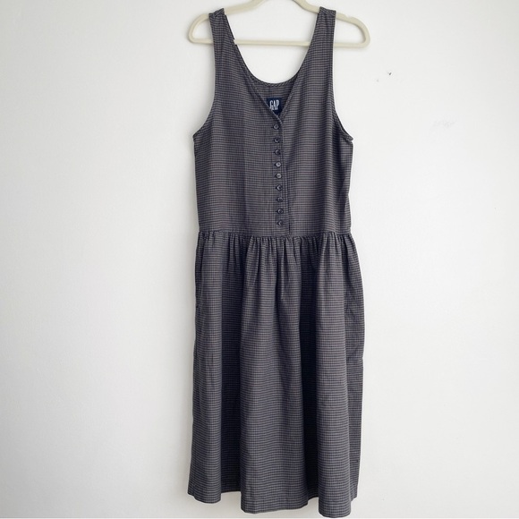 GAP Dresses & Skirts - Vintage Gap houndstooth prarie dress preppy academia button front midi western